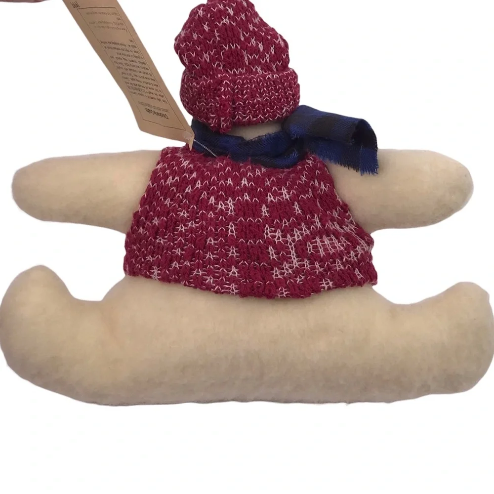 Vintage Handmade Let It Snow Plush Snowman Sweater Muffler Stuffed Animal Decor